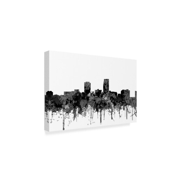 Marlene Watson 'Omaha Nebraska Skyline B And W' Canvas Art,30x47